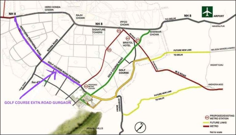 Proposed road network map for the area, featuring tarc ishva golf course extension road.