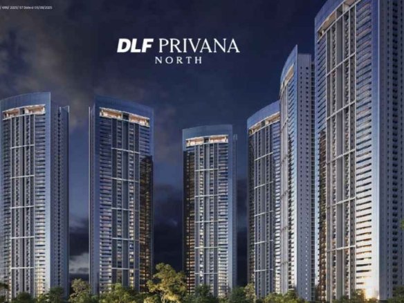 Night view of luxury high-rise towers at DLF Privana North, Sector 76 Gurgaon – premium residential project by DLF.