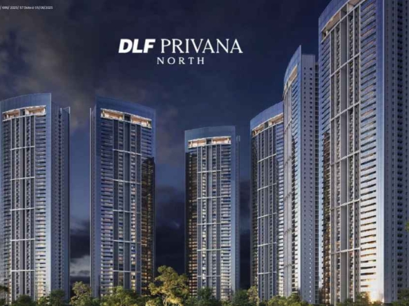 Night view of luxury high-rise towers at DLF Privana North, Sector 76 Gurgaon – premium residential project by DLF.